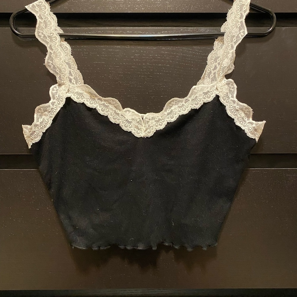Black tank top lace trim